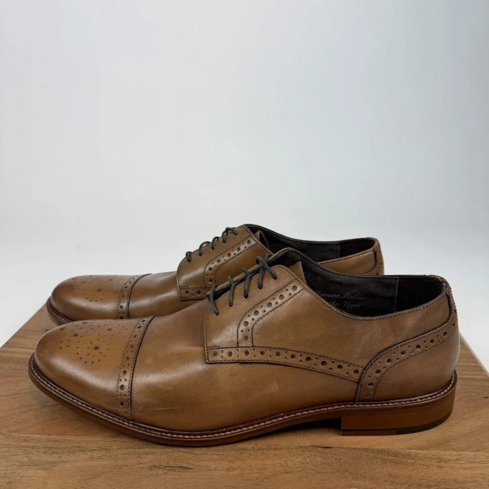 Mens Joseph Abboud Owings Lace Cap Toe Cognac Leather Brogue Dress Shoes Size 12